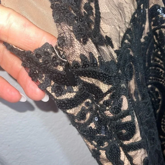 Free People Black and Cream Lace Mini Dress - Picture 4 of 7
